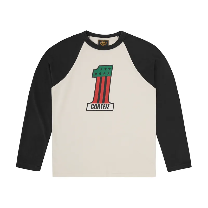 NUMBER 1 RAGLAN LS [BLACK], front view (1 of 2)