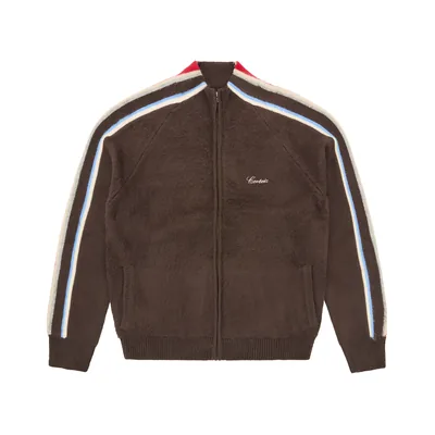 MULTI STRIPE KNIT ZIP UP [BROWN]