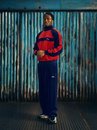 PISTA VELOUR TRACK JACKET [NAVY/RED], detail (4 of 5)