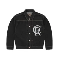 CREST CHAINSTITCH DENIM JACKET [WASHED BLACK], front view (1 of 4)