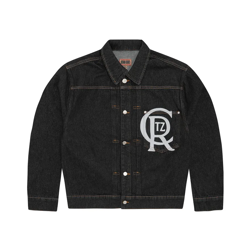 CREST CHAINSTITCH DENIM JACKET [WASHED BLACK], front view (1 of 4)
