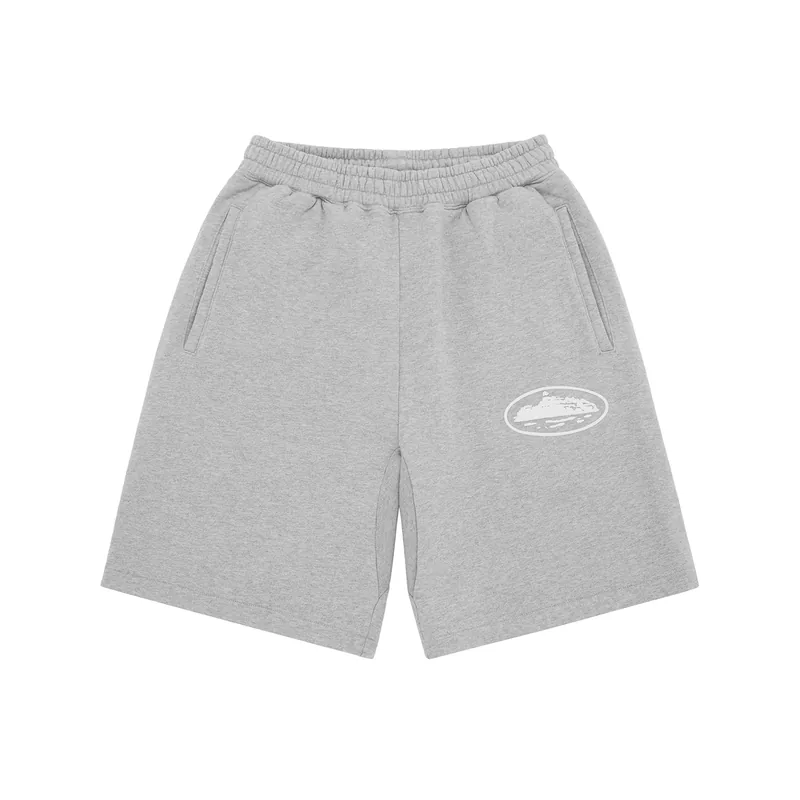 ISLAND PUFF PRINT SWEATSHORT [HEATHER GREY], front view (1 of 3)
