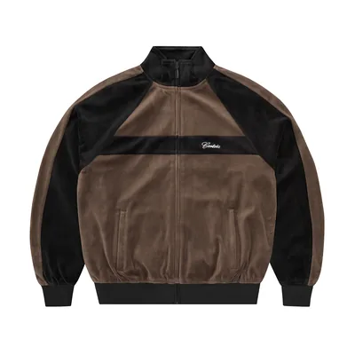 PISTA VELOUR TRACK JACKET [BLACK/BROWN]