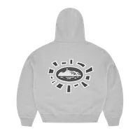 ALWEIZ ZIP HOODIE [HEATHER GREY] — back view (2 of 3)