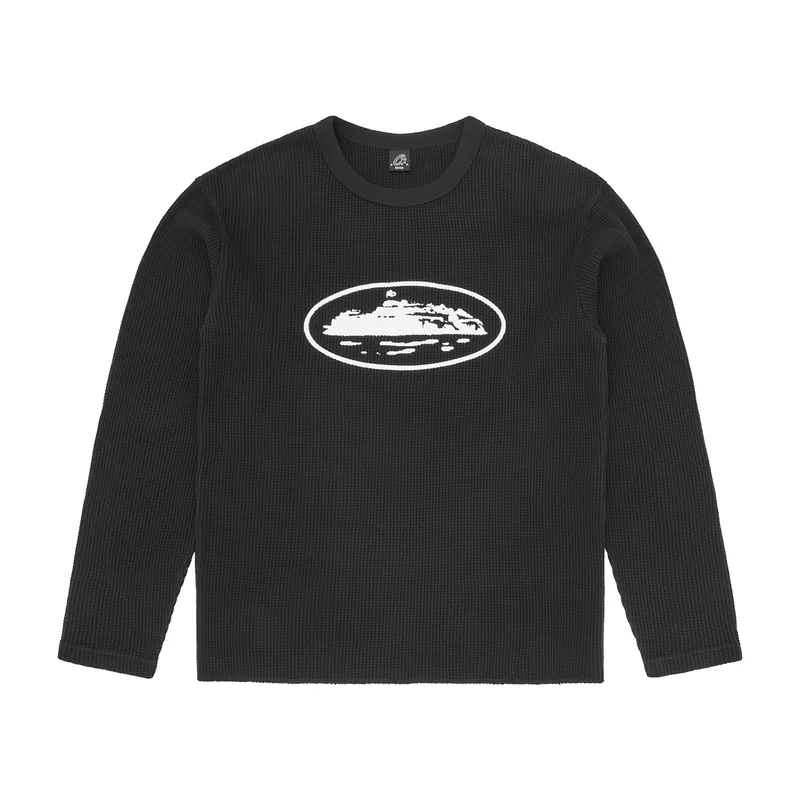 ISLAND WAFFLE THERMAL [BLACK], front view (1 of 2)