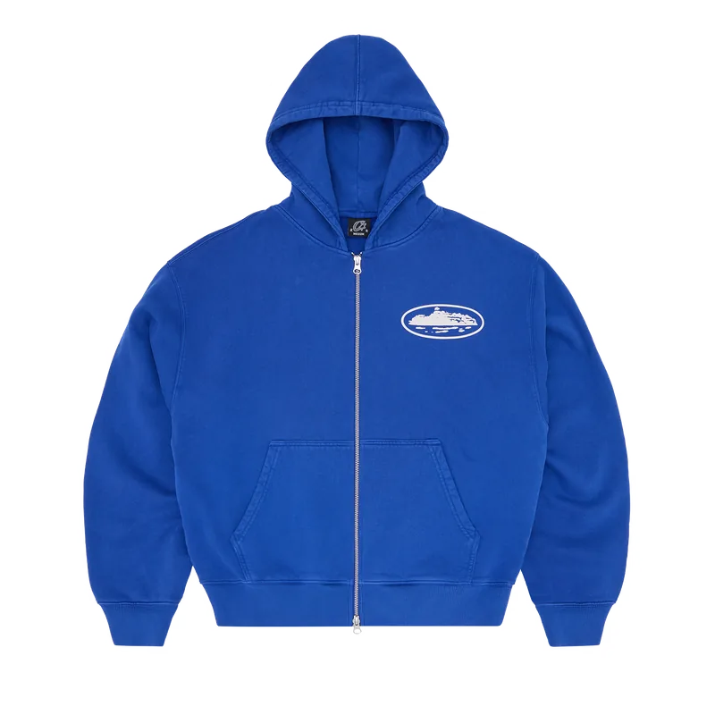 ISLAND PUFF PRINT ZIP HOODIE [WASHED ROYAL] — front view (1 of 3)