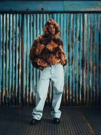 DIAMOND HOODED FUR JACKET [BROWN], detail (4 of 5)