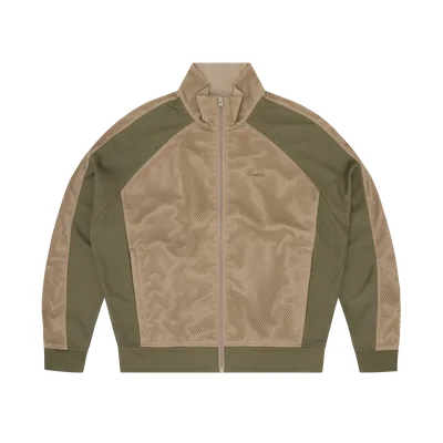 MESH PANEL TRICOT TRACK JACKET [TAN / OLIVE]