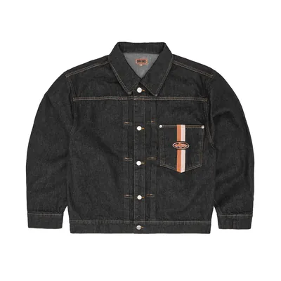 DUAL STRIPE DENIM JACKET [WASHED BLACK]