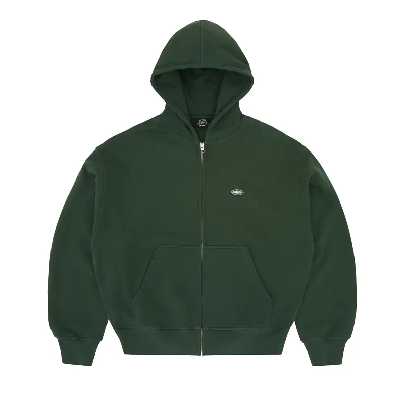 MINI ISLAND ZIP HOODIE [FOREST GREEN], front view (1 of 4)