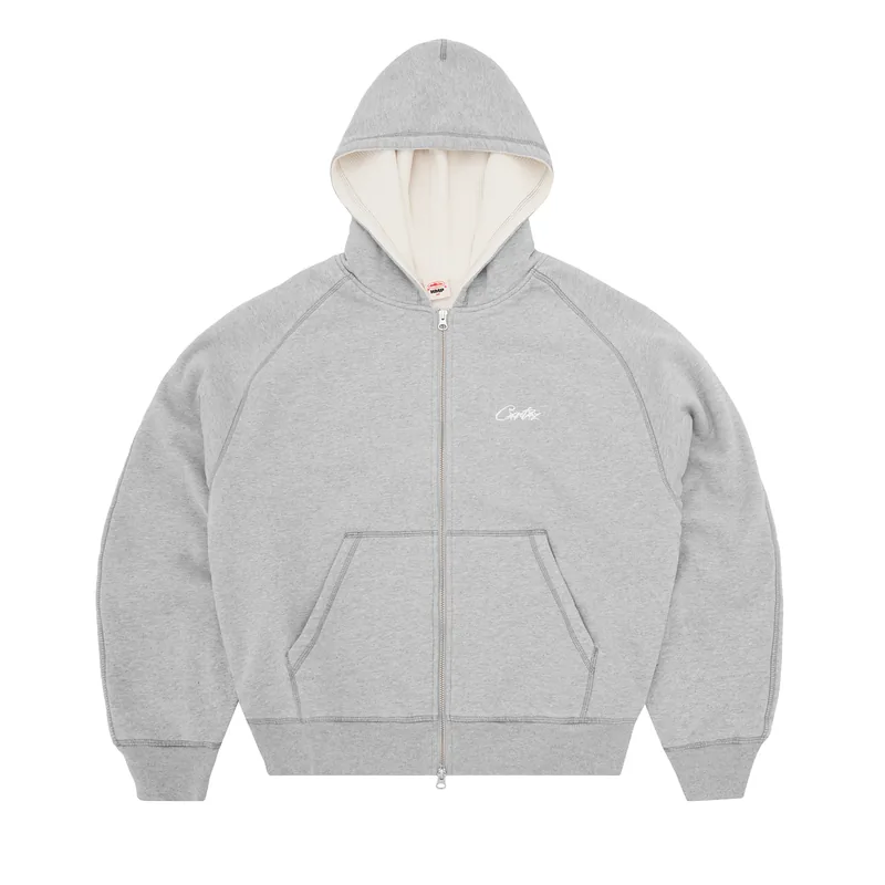 HMP THERMAL ZIP HOODIE [HEATHER GREY], front view (1 of 3)