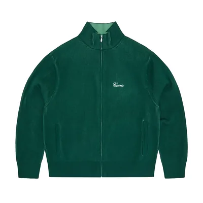 2 TONE RIBBED KNIT ZIP UP [GREEN]