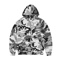 ISLAND PUFF PRINT ZIP HOODIE [ARCTIC CAMO] — front view (1 of 3)