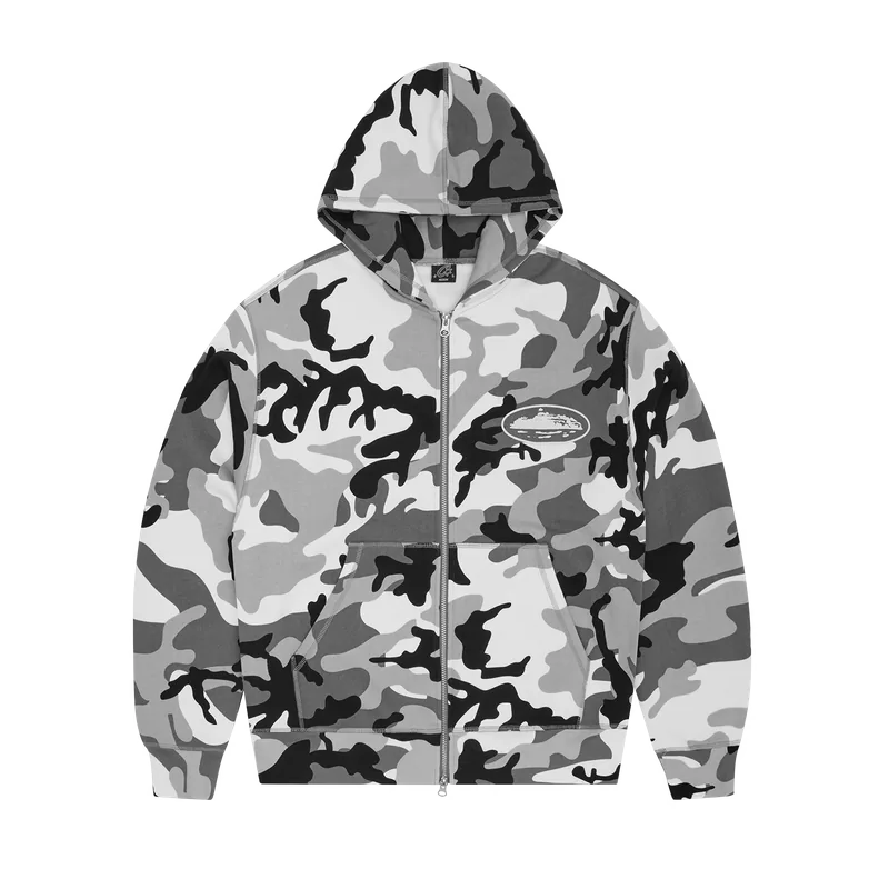 ISLAND PUFF PRINT ZIP HOODIE [ARCTIC CAMO] — front view (1 of 3)