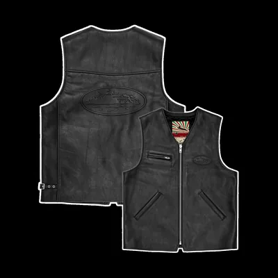 SKYDIVE LEATHER VEST [BLACK]