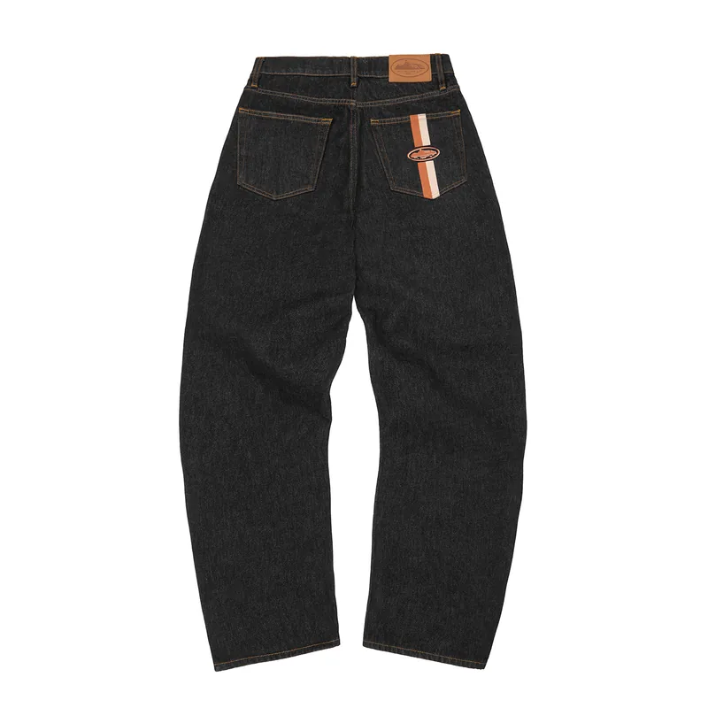 DUAL STRIPE BAGGY JEANS [WASHED BLACK], front view (1 of 5)