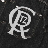 CREST CHAINSTITCH DENIM JACKET [WASHED BLACK], side view (3 of 4)