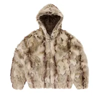 PELT HOODED FUR JACKET [FAWN], front view (1 of 4)