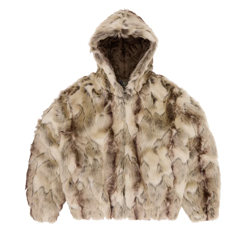 PELT HOODED FUR JACKET [FAWN], front view (1 of 4)